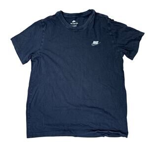 NIKE TEE USED VINTAGE L LARGE BLACK EMBROIDERED LOGO SHIRT TSHIRT WORKOUT